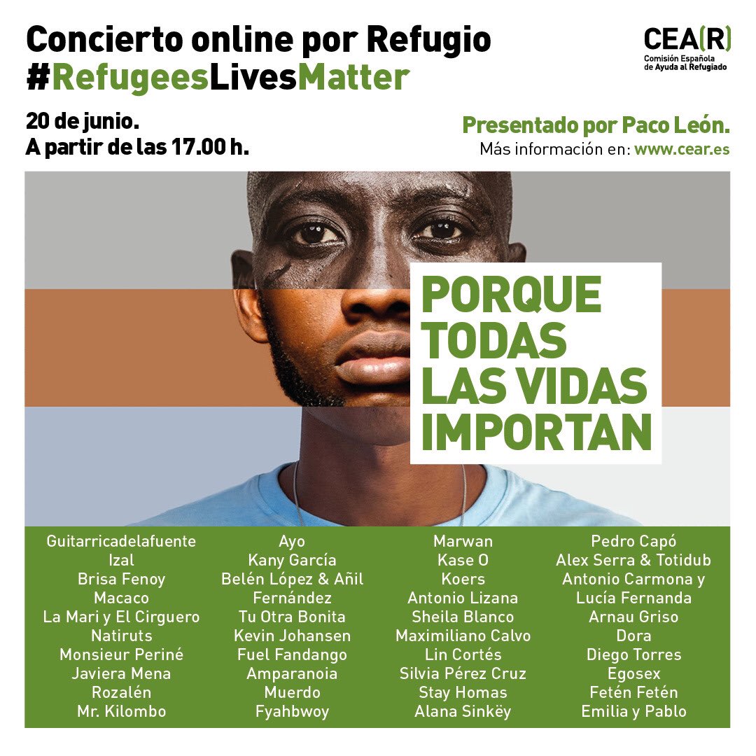 Un gran honor participar en #refugeeslivesmatter unámonos para conseguir un mundo mejor @CEARefugio
Adquiere tu entrada en: https://t.co/hQuG8pMU5F https://t.co/gQG7brOS83