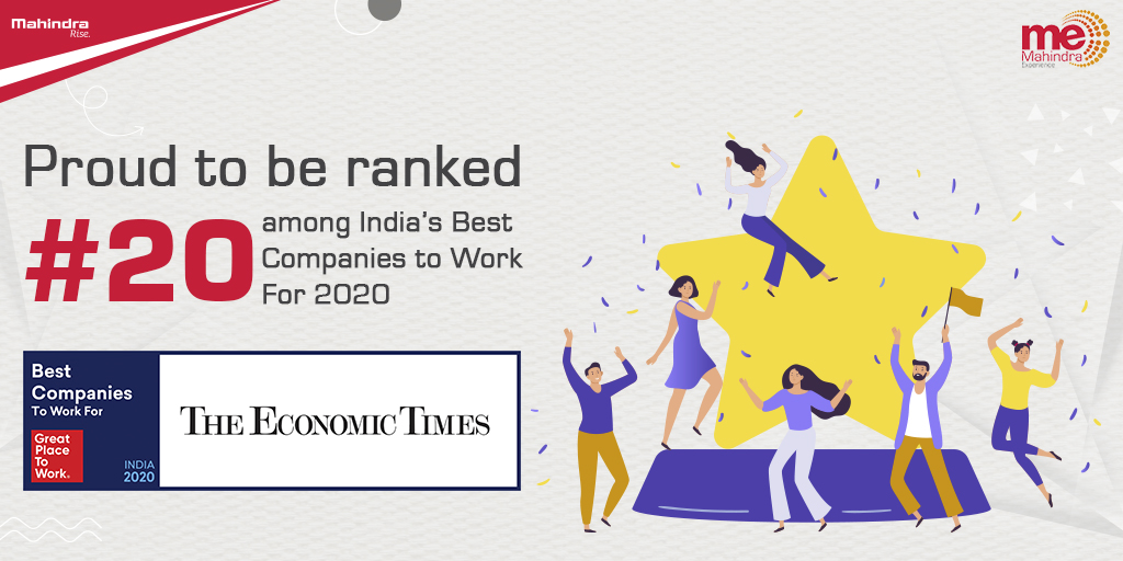 MahindraExp's tweet image. We are proud to be ranked #20 among India&apos;s Best Companies to Work for 2020 @GoenkaPk @rajesh664 @Rajeshwar_T #MahindraExperience