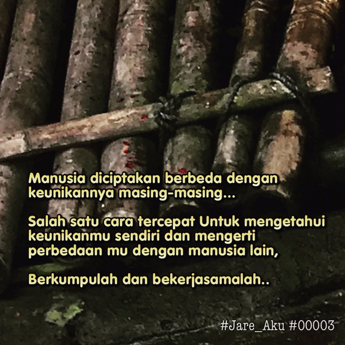 Manusia diciptakan berbeda dengan keunikannya masing-masing...

Salah satu cara tercepat Untuk mengetahui keunikanmu sendiri dan mengerti perbedaan mu dengan manusia lain,

Berkumpulah dan bekerjasamalah..

HFs, 5 Juni 2020
#Jare_Aku #00003