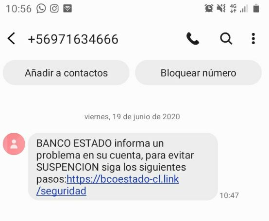CZamos's tweet photo. @BancoEstado me llegó este fraude SMS, se los dejo.. https://t.co/iSQunhGMxD