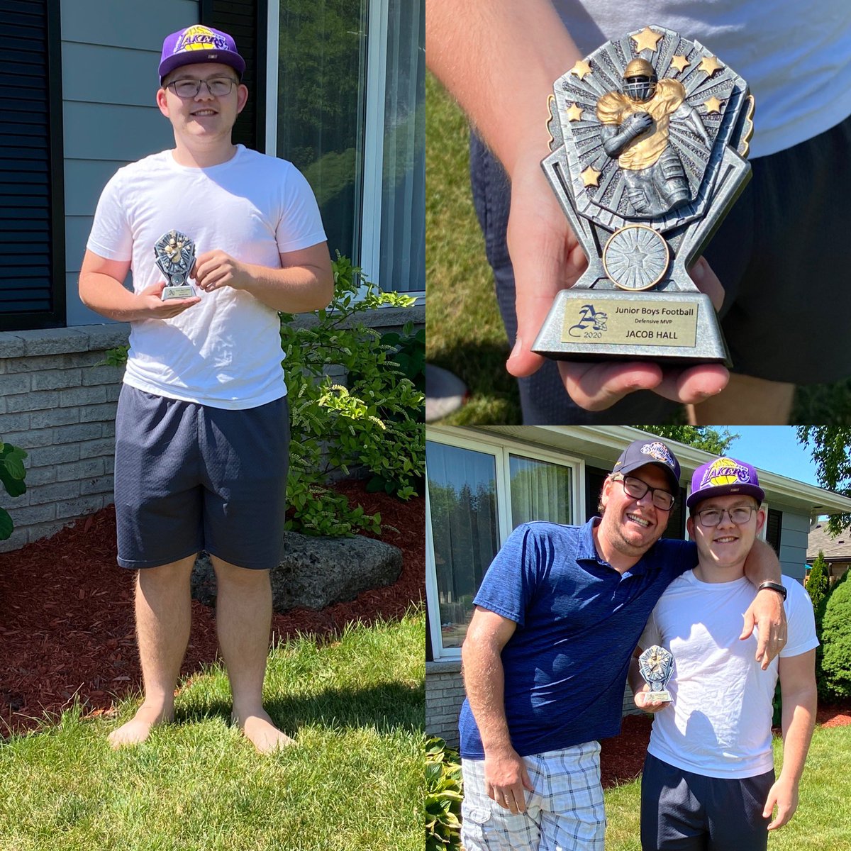 Jacob was awoken by his phys ed teacher and presented with his MVP award. 🏈 Chris had to hop in there because why not? 😅