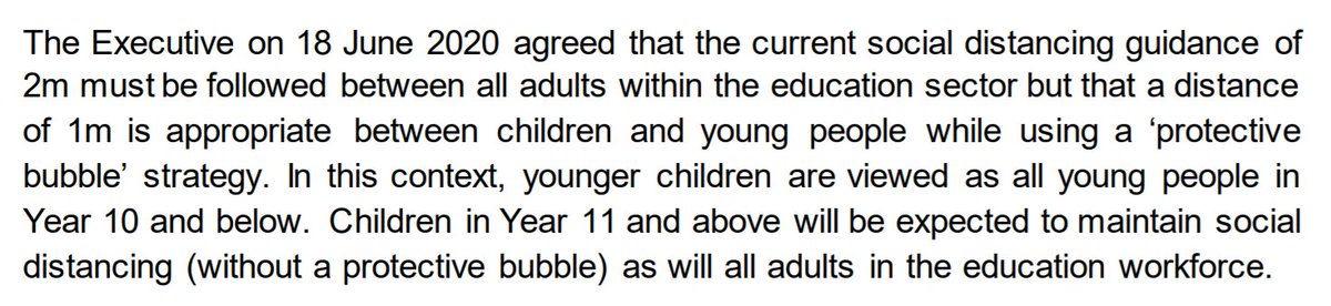 2/- 1m social distancing w/ 'protective bubble' up to Y10- Y11-Y14 'without a protective bubble: does this mean they are 1m or 2m SD (like the adults)?