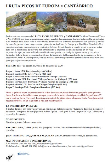 motoeventstours's tweet photo. I Ruta Picos de Europa y Cantábrico; del 17 al 23 del 8 nos vamos de ruta. Te llevamos hasta el equipaje para que solo tengas que preocuparte de disfrutar del paisaje, las infinitas curvas, la gastronomía y el buen ambiente. +Info: mototoursam@gmail.com, lmoralesmoto@gmail.com https://t.co/JRZ7DReZCS