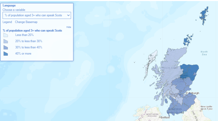 Explore the census map here, an fun oot how many folk says they can speak  #Scots in your area:  https://www.scotlandscensus.gov.uk/ods-web/datavis.jsp?theme=Language_September_2013 Upload yer screenshots in the replies!