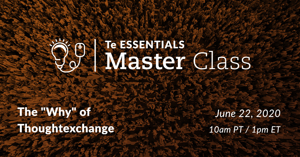 thoughtxchng's tweet photo. We see our tool as a vital part of the cultural shift from top-down leadership to collaborative leadership, and we want to share our "Why?" with you. Join our special guest @AnnSkelcherte at a special #TeMasterClass Monday, June 22! Register today: https://t.co/M7ajt0AocQ #TeVE https://t.co/fXM5aJQaub