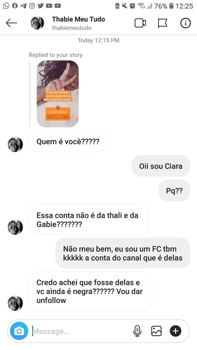 ciaracosta_'s tweet photo. O racismo ele... 😣
Eu juro que tento não me importar com esse tipo de gente, mas é inevitável não ficar mal lendo uma coisa dessas... https://t.co/vp9lkOPHg4