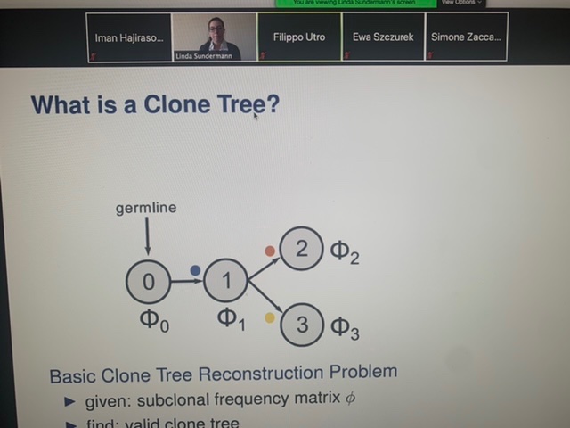 Linda Sundermann discusses her new tool SubMARine for clonal tree reconstruction. Their manuscript  is available on biorxiv. #recombccb2020