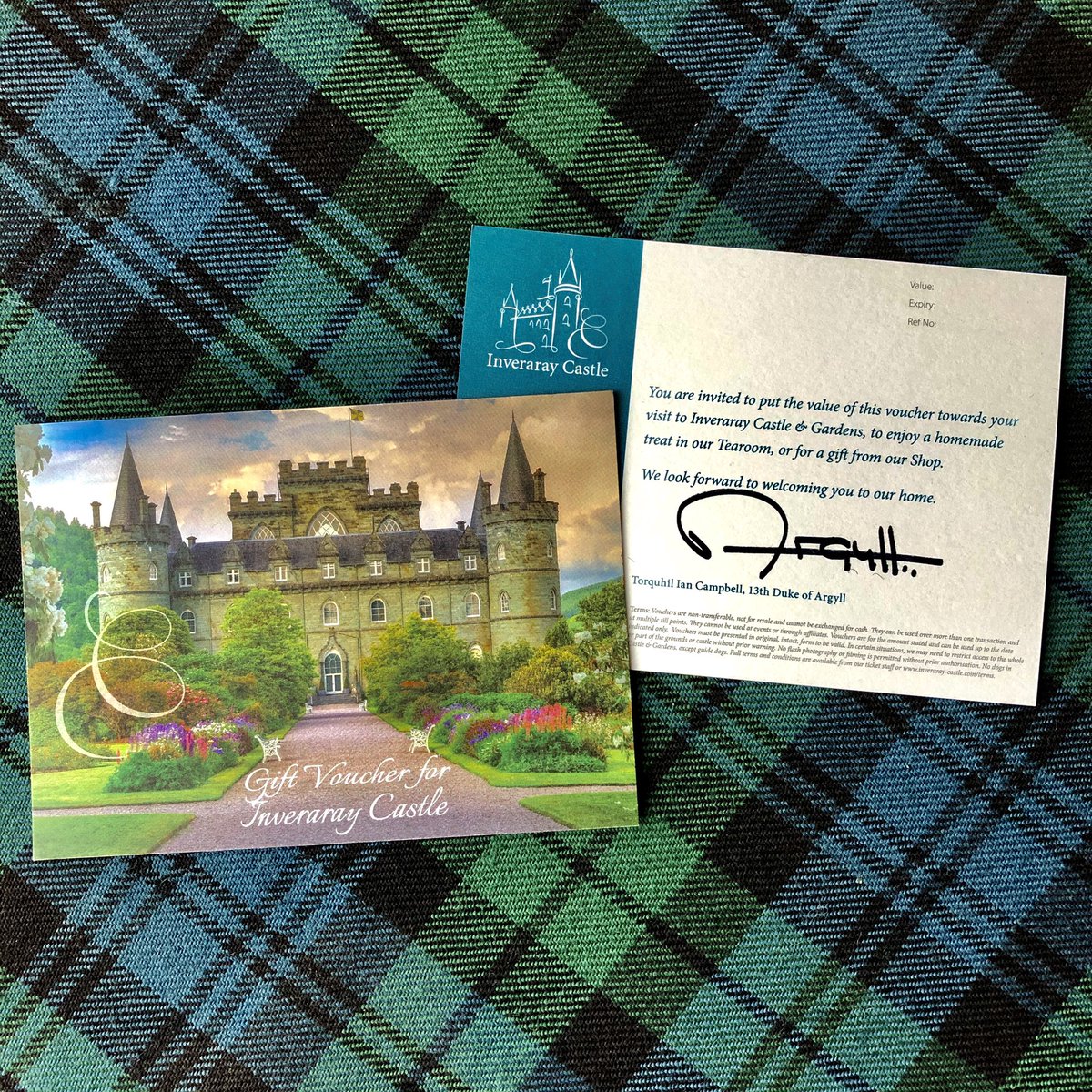 Treat a loved one to something special at Inveraray Castle 🏰 Each voucher is signed by His Grace, Duke of Argyll, and can be sent direct to the recipient. Vouchers can be grouped with another gift from our online shop 🎁 FREE SHIPPING Purchase here 👉 bit.ly/30YNDeA