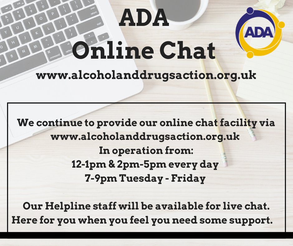 AlcDrugsAction's tweet photo. Remember that our online chat facility is another means of speaking with us. #enablerecovery #reduceharm #stopcovid19 https://t.co/IrKkzWdbWB