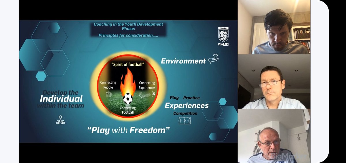 NicholasCope5's tweet photo. Really interesting listen on coaching in the youth phase this afternoon with @GraemeCarrick @Paulmcg8 and Noddy thanks for your input lads😊����🏻  
Always remember they are children chasing their dreams!

#playfulness
#funcoaching
#spiritoffootball
@FALearning 
@Manchester_FA https://t.co/KyGCWuxVUr