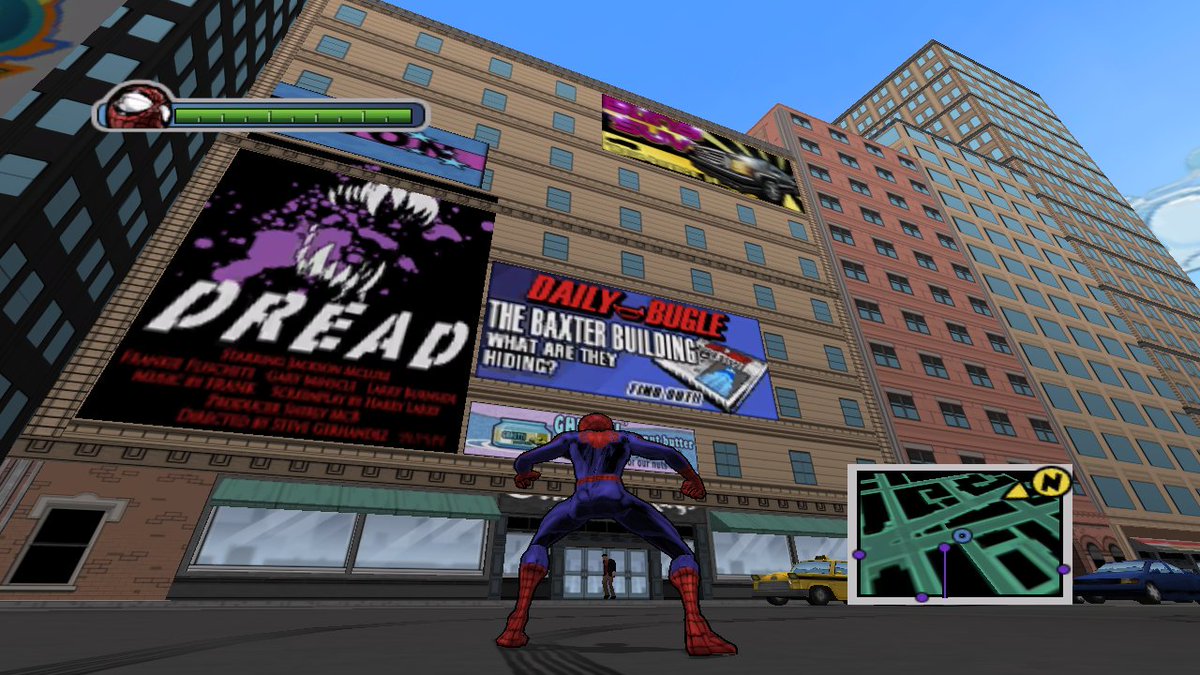 Toujours dans le thème des 4 Fantastiques, le Baxter Building (leur base) est présent dans le jeu. Vous pouvez y rejoindre une nouvelle fois Johnny Storm pour le défier dans une course. Le Daily Bugle y fait même référence dans des panneaux publicitaires visibles sur la map.