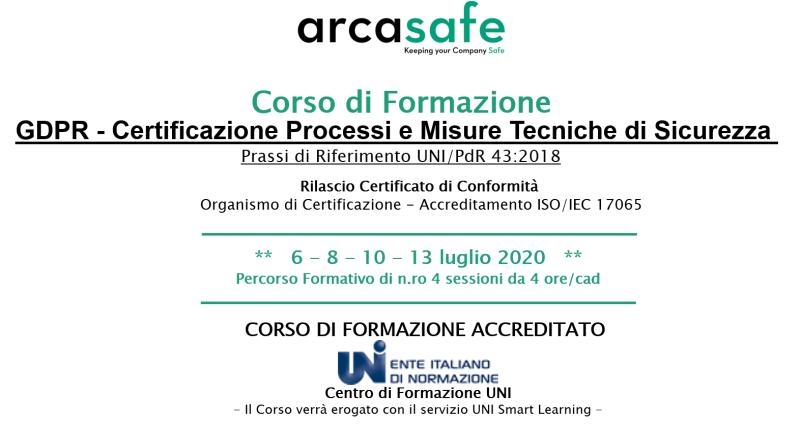 #Accreditamenti UNI/PdR-43:2018 - ACCREDIA accredia.it…/gestione-dei-dati-personali-in-a…/ - UNI store.uni.com/catalogo/catal…… - SCHEDA_Corso_di_Formazione: arcasafe.eu…/brochure_corso_pdr_43_2018-modulo… - ISCRIZIONE: arcasafe.eu/iscrizione-cor……/