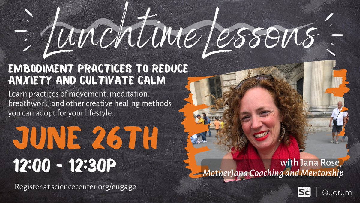 Wishing everyone a Happy, Healthy &amp; Safe #JuneteenthDay

Join us in our virtual <a href="/Quorum_Sc/">Quorum</a> next week for your best photo yet, yoga and tips to reduce anxiety. PLUS: don't miss our Smart Talk on AR/VR with Adam Twersky of <a href="/ImmersiveXR/">ImmersiveXR</a>! 
Register now at sciencecenter.org/engage