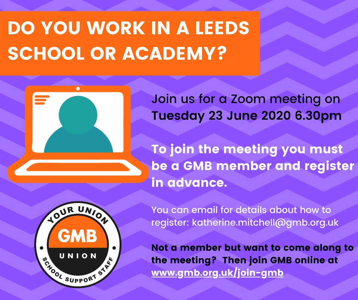 Don't miss out on the chance to ask questions, and join with other Leeds Schools Support staff at our first virtual meeting, register by clicking here👇 tinyurl.com/yb6apltq