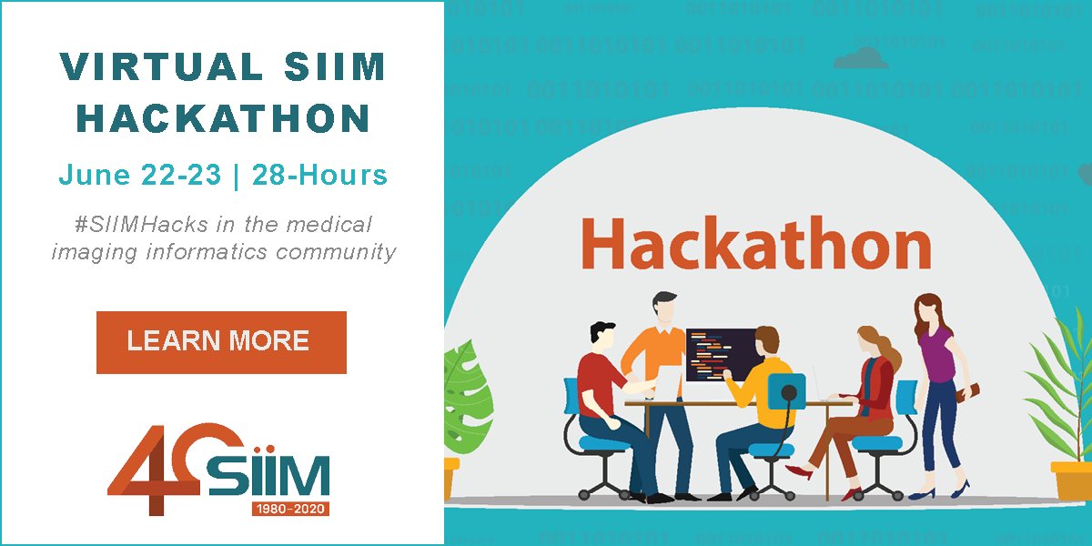 SIIM_Tweets's tweet photo. Join us in 1 HOUR for the #Virtual #SIIM #Hackathon Kickoff to learn about the #SIIMHacks Stack and more!
Friday, June 19, 2020 | 12:00 pm - 2:00 pm ET
Register NOW: https://t.co/9QN5ftLTHs
#SIIMHacks #SIIM20
@LesFolio @mohannadhussain @IntegratorBrad @TeriMSippel https://t.co/oyqLud0r3b