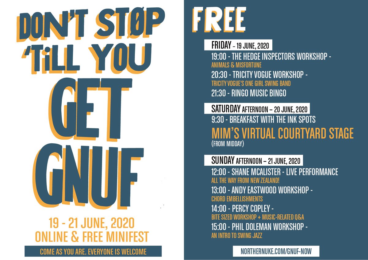 Been a bit quiet lately but starting tonight it's a FREE online ukulele festival compliments of teamGNUF. <3 
northernuke.com/gnuf-now/