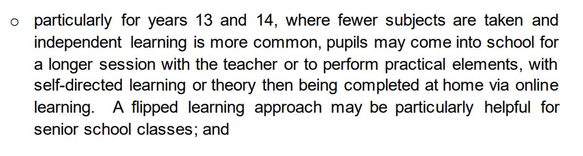 11/ Another reference to 6th form teaching, apparently allowing for a more significant use of home and/or flipped learning?