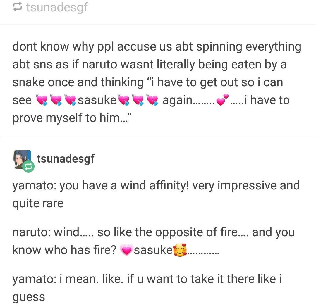 8. i don't make everything about sns, naruto makes everything about sns