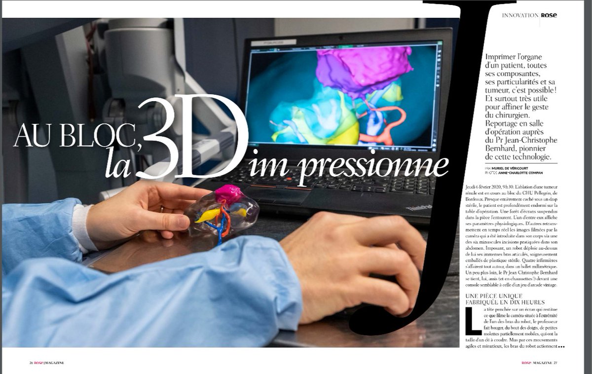 CHUBordeaux's tweet photo. [ARTICLE] "Au bloc, la #3D impressionne" Reportage auprès du Pr Jean-Christophe Bernhard du @CHUBordeaux, pionnier de cette technologie. 
▶️LIRE le numéro printemps-été #RoseMagazine @RoseUpAsso, pages 26 à 30 #impression3D #Sante #cancer @uroccr 
https://t.co/F1hxkH6eQS https://t.co/JOQvPVPh2D