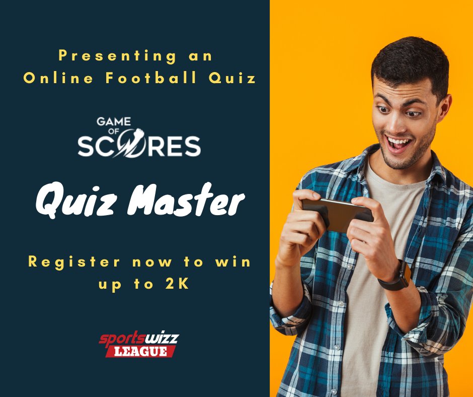 WizzKabaddi's tweet photo. The Big Reveal!
Presenting - Game of Scores 'Quiz Master'
Register today, participate in the Quiz &amp; Stand a chance to win upto 2k!!!
Date: 25th June Time: 8 PM - 9 PM IST
Click on this link to Register: https://t.co/k9cHlPdYcB
#QuizTime #SoccerLover #Quiz https://t.co/a5H2p55Cgm