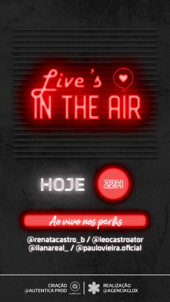dudicotrim's tweet photo. Pra quem quer dar risada hoje no meio desse caos …. Projeto Live’s In The Air com os casais Renata Castro Barbosa e Leo Castro X o casal @PauloVieiraReal e Ilana Sales! #amorcomhumor #quarenteners
HOJE as 22h nos instagrans: 
https://t.co/y2DtBvC7vt https://t.co/keC7MWcbL3 https://t.co/Gwh8TUhfLG
