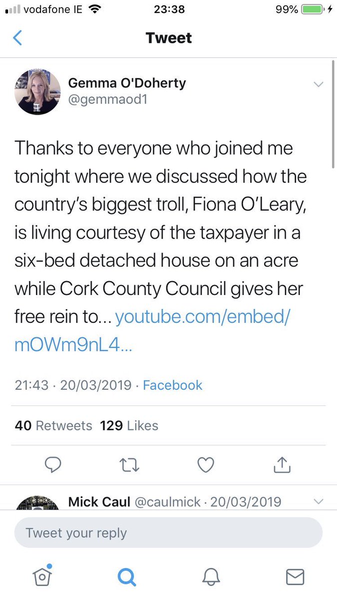 Ms O’Doherty has used her Twitter platform to bully online. This is in breach of Twitter rules AFAIK