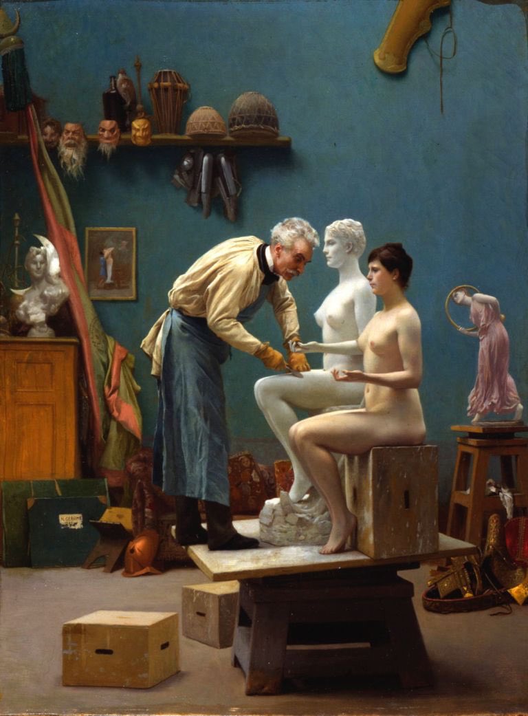The model who posed for Truth Coming from the Well is likely to be Emma Dupont, one of Gérôme’s favourite models. He liked creating paintings of them working together, like these