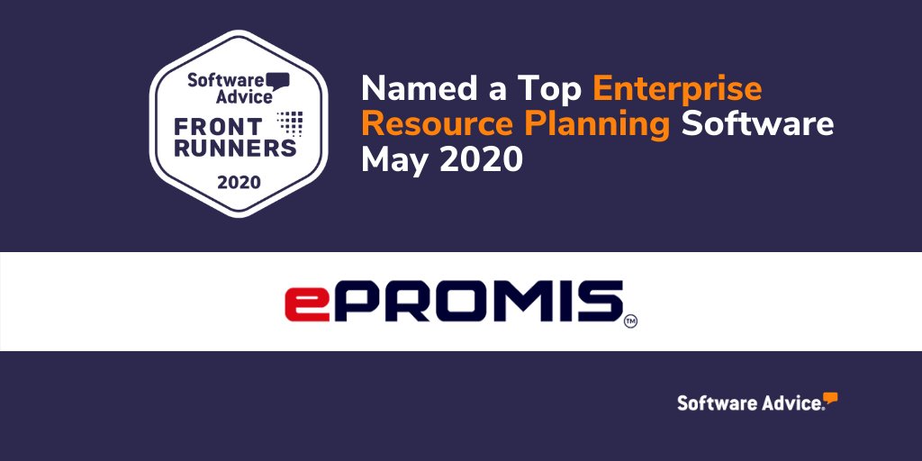 SoftwareAdvice's tweet photo. Shout out to @ePROMISGlobal for recently being named as the top choice for Enterprise Resource Planning software based on usability and customer satisfaction. Compare all the solutions: https://t.co/32eWuIblv9 https://t.co/lRm16nxltp