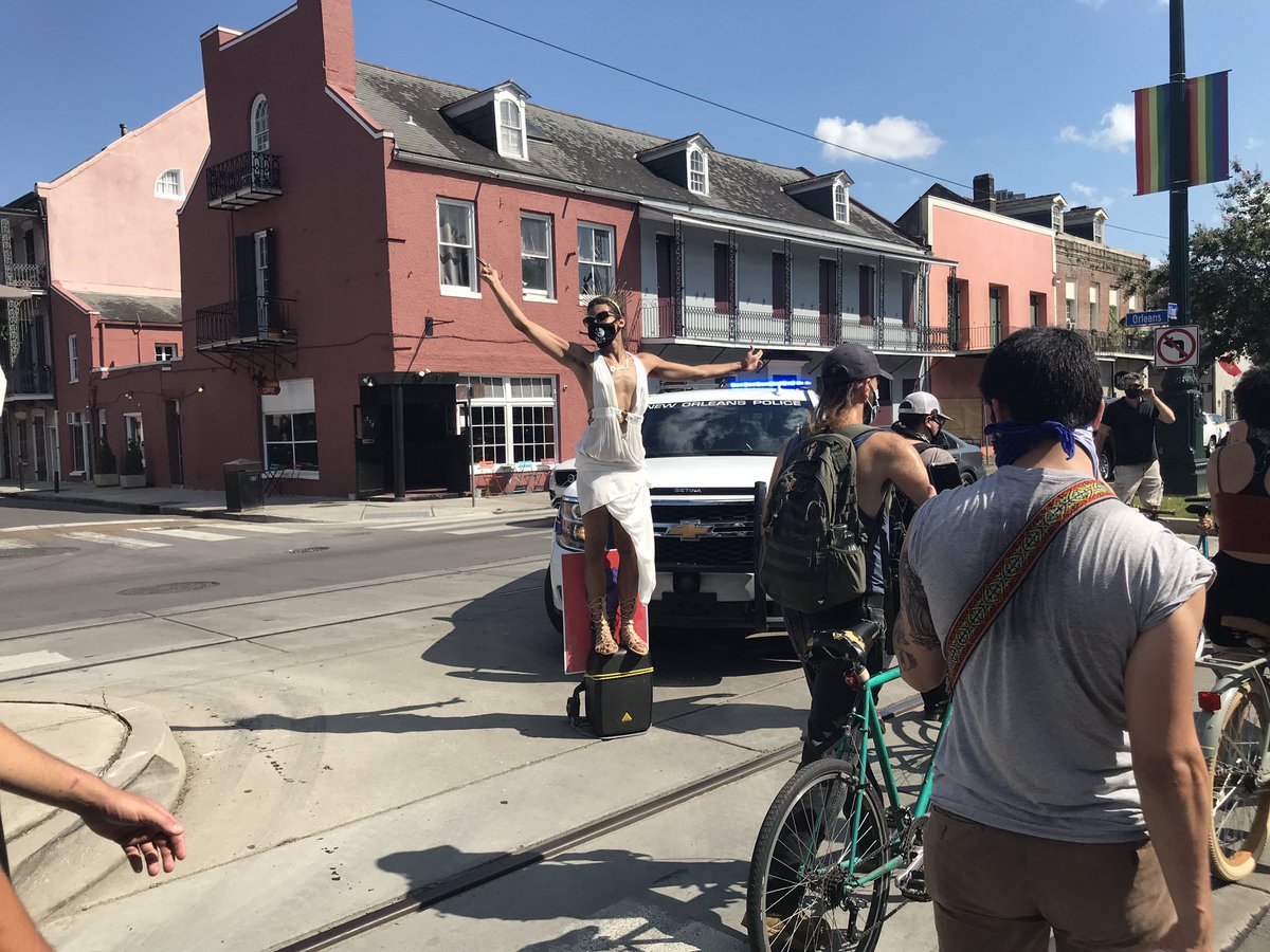Now marching upriver on Rampart from Louis Armstrong Park to New Orleans City Hall.