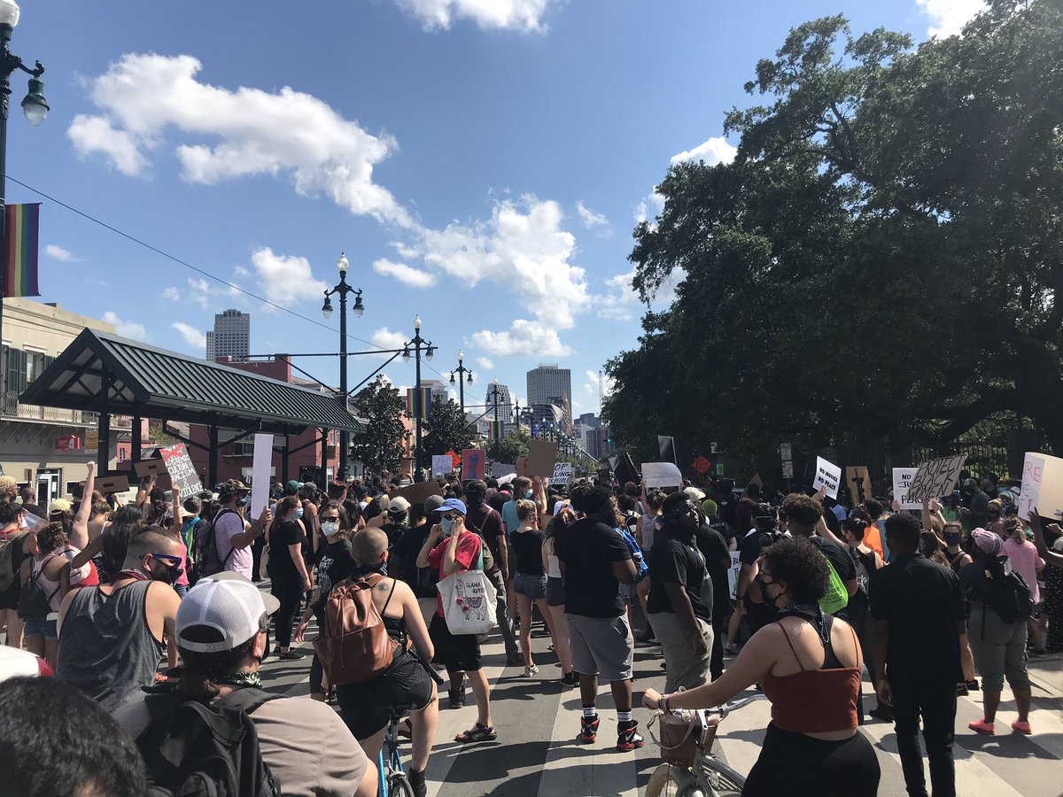 Now marching upriver on Rampart from Louis Armstrong Park to New Orleans City Hall.