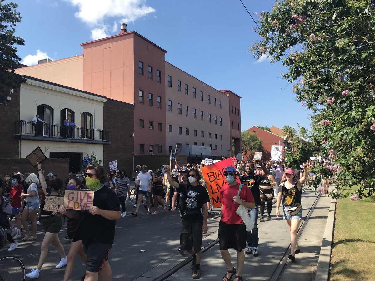 Now marching upriver on Rampart from Louis Armstrong Park to New Orleans City Hall.