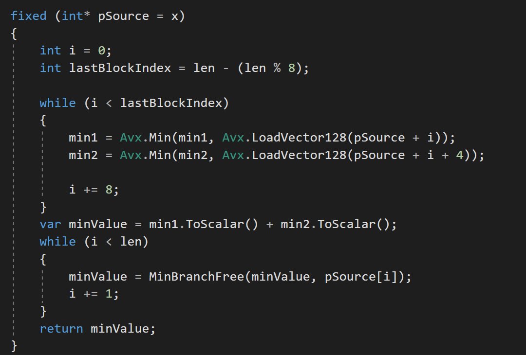 badamczewski01's tweet image. AVX Min Function using two pipes to break instruction level dependency:
Tests show that's it's slightly better.
#dataorienteddesign #dotnet #performance