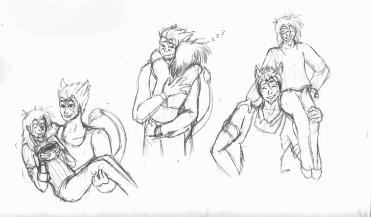 InkImp1's tweet photo. Was trying to come up with all the different ways Eli could carry Silas. 

Silas normally doesn't like to be coddled, but he is also not likely to turn down being carried around by a well-muscled boyfriend either. ❤️

#ffxiv #miqote #hyur #RP #FF14characters #FFXIVcharacters https://t.co/MntuWSnNtL