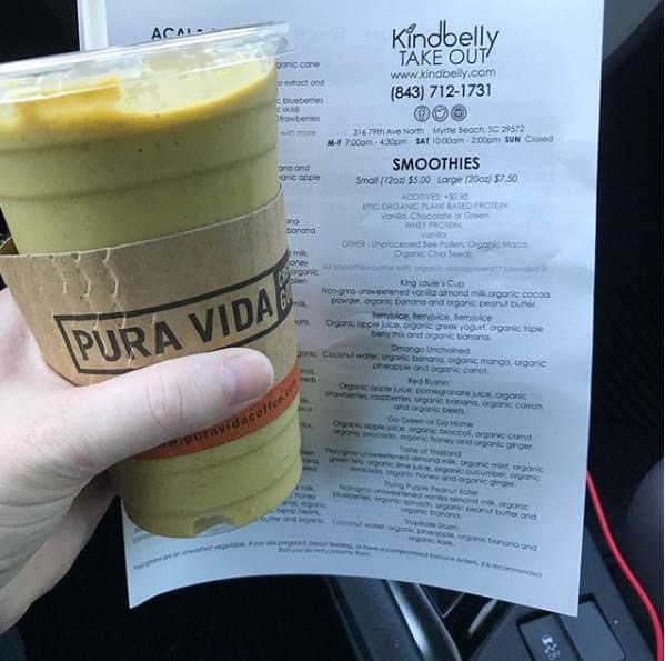 KindbellyCafe's tweet photo. Need a pick me up? Stop by and grab a smoothie! 

And don’t forget about Happy Hour- after 2:30p signature smoothie purchases are 20% off😊 
#KindBellyCafe #BeKind #Smoothies #HappyHour #MyrtleBeach https://t.co/yMSNknOveB