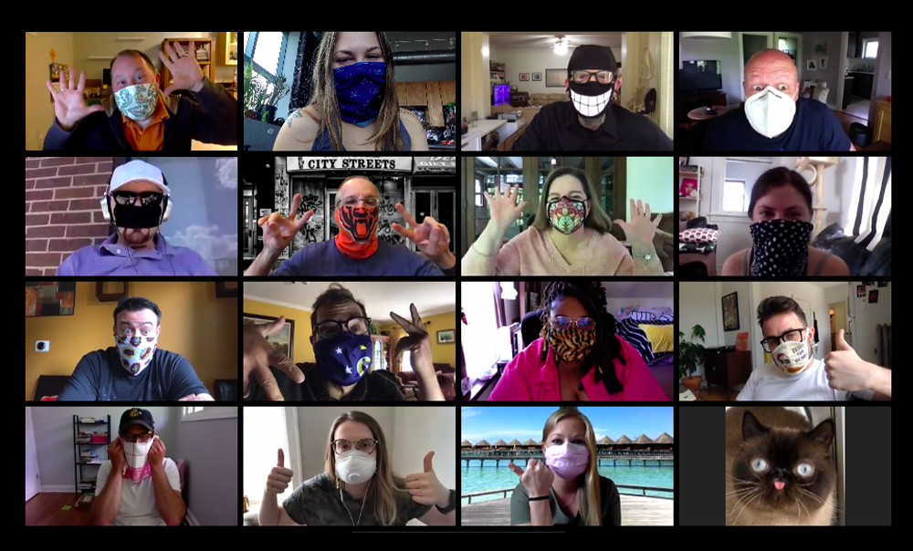 QueueChicago's tweet photo. Last week, the Queue Crew enjoyed a fun afternoon filled with trivia, @jackboxgames, cocktails, snacks and costume changes! Do you have a favorite #virtual game to play to #stayconnected with friends and colleagues? https://t.co/KWTFvxHqyX