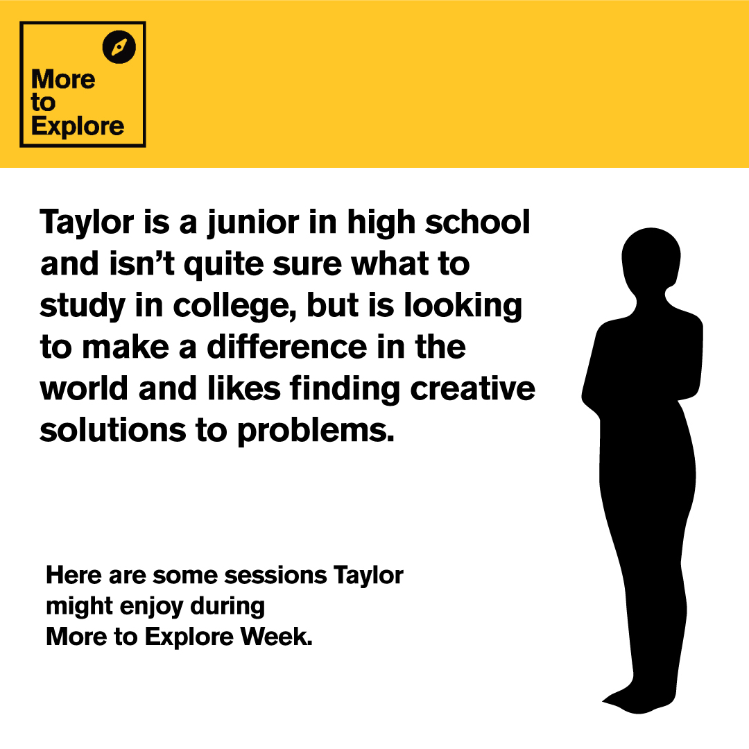 FutureSunDevils's tweet photo. More to Explore is the perfect event to attend if you aren't sure what to study in college. In this sample schedule, Taylor is attending academic sessions hosted by three @ASU colleges. 

Build your own session schedule: https://t.co/z4a0jgc0H5 #MoreASU https://t.co/E5FNc03Ei2