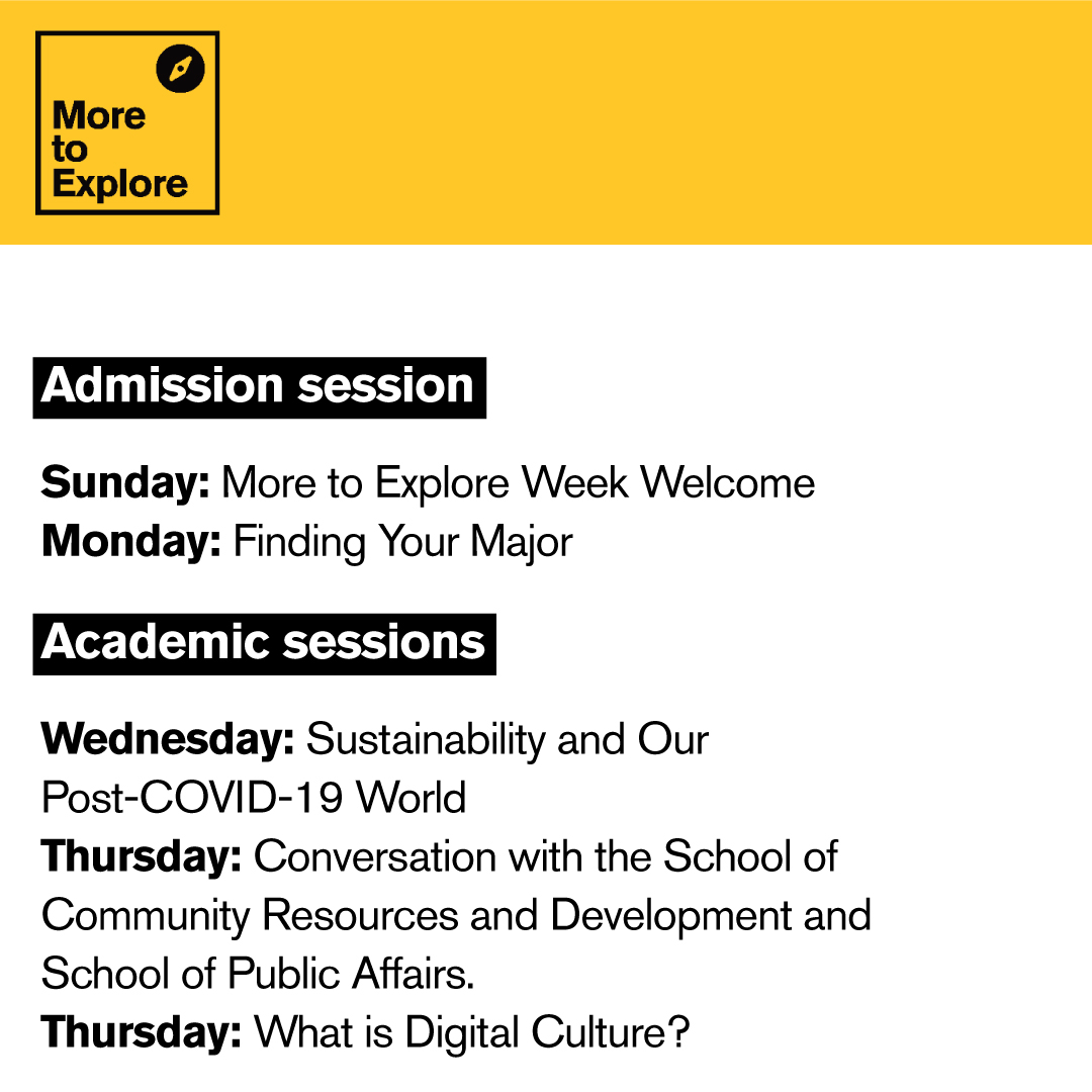 FutureSunDevils's tweet photo. More to Explore is the perfect event to attend if you aren't sure what to study in college. In this sample schedule, Taylor is attending academic sessions hosted by three @ASU colleges. 

Build your own session schedule: https://t.co/z4a0jgc0H5 #MoreASU https://t.co/E5FNc03Ei2