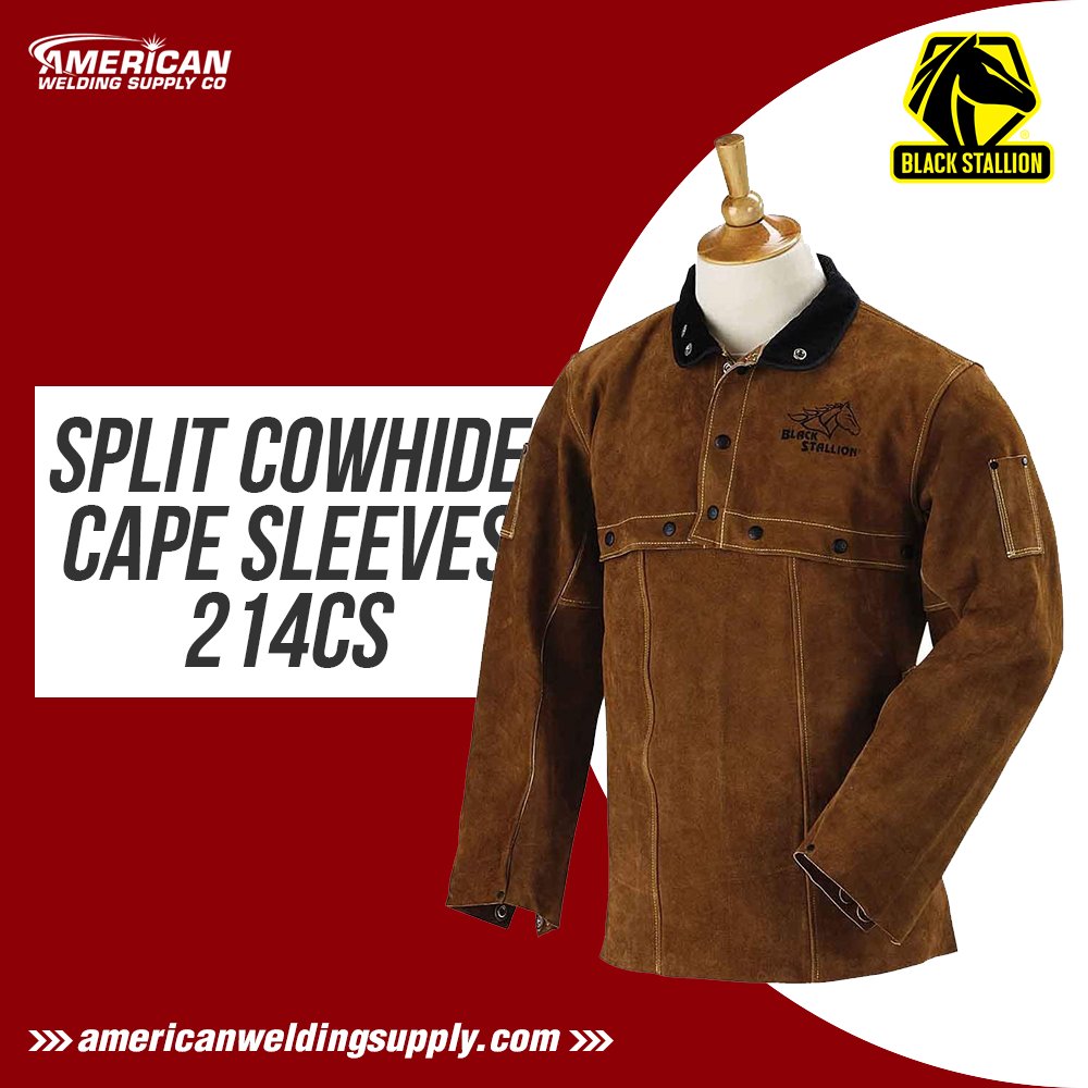 WeldingAmerican's tweet photo. You can find this durable, cowhide/corduroy collar, satin-lined shoulders, and Kevlar® stitching for sizes from S to 4XL in our website. For more welding clothing, visit https://t.co/xcwlxDTKq4

#AmericanWeldingSupply #BlackStallion #LincolnElectric #WeldingShop #WeldingEquipment https://t.co/xjeaMEQ1K4