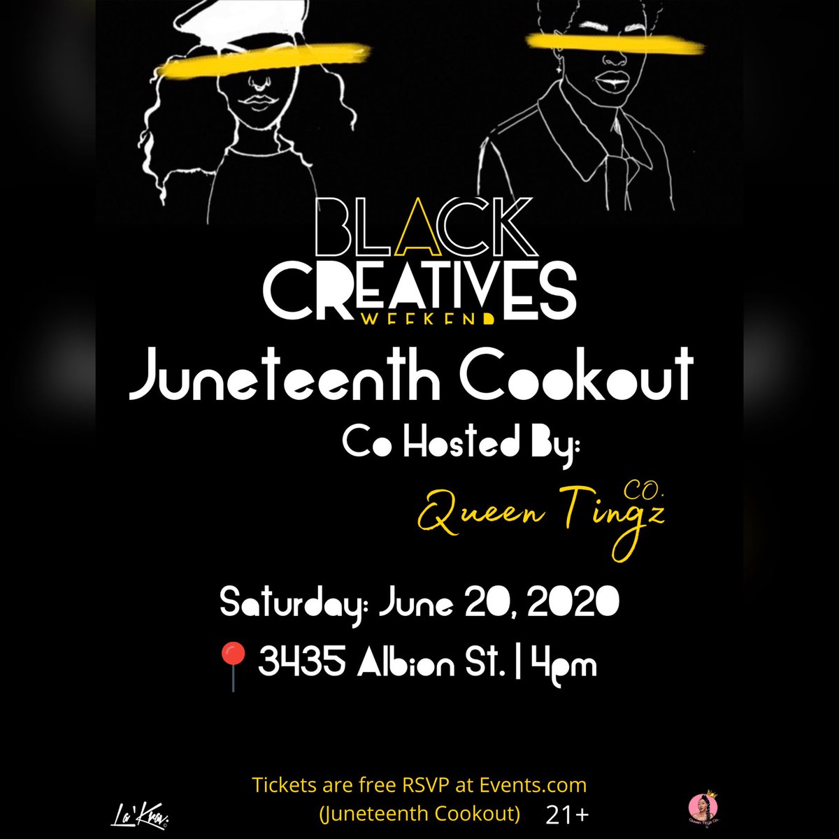 G__Apostrophe's tweet image. Juneteenth Cookout tomorrow, Co hosted by your faves @EventsNTingz 21+ | Plates by La’Krav | Drinks by Toya 
#DenverTwitter #QueenTingzCo