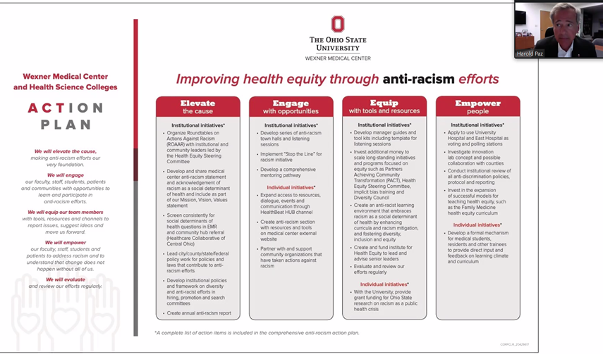 mahrousMD's tweet photo. @OSUWexMed ANTI-RACISM plan in action. We will #Elevate, #Engage, #Equib and #Empower. Thank you to inspiring leaders @drhpaz. https://t.co/F1a3v3PXDB
