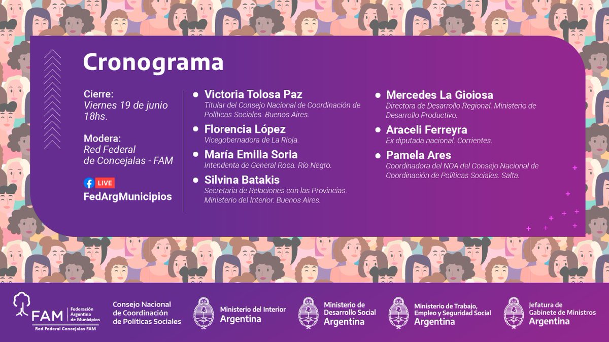 mercedeslagio's tweet photo. Hoy, a las 18hs, voy a estar en el 2° Encuentro virtual de la Red de Concejalas de la @FAMdeArgentina para debatir sobre "Trabajo, Producción y Desarrollo Local con Igualdad" junto a: @aracelidiputada @vtolosapaz @MaEmiliaSoria @sbatakis
@florloopez y @AresPamela https://t.co/UGpuLwkQrU