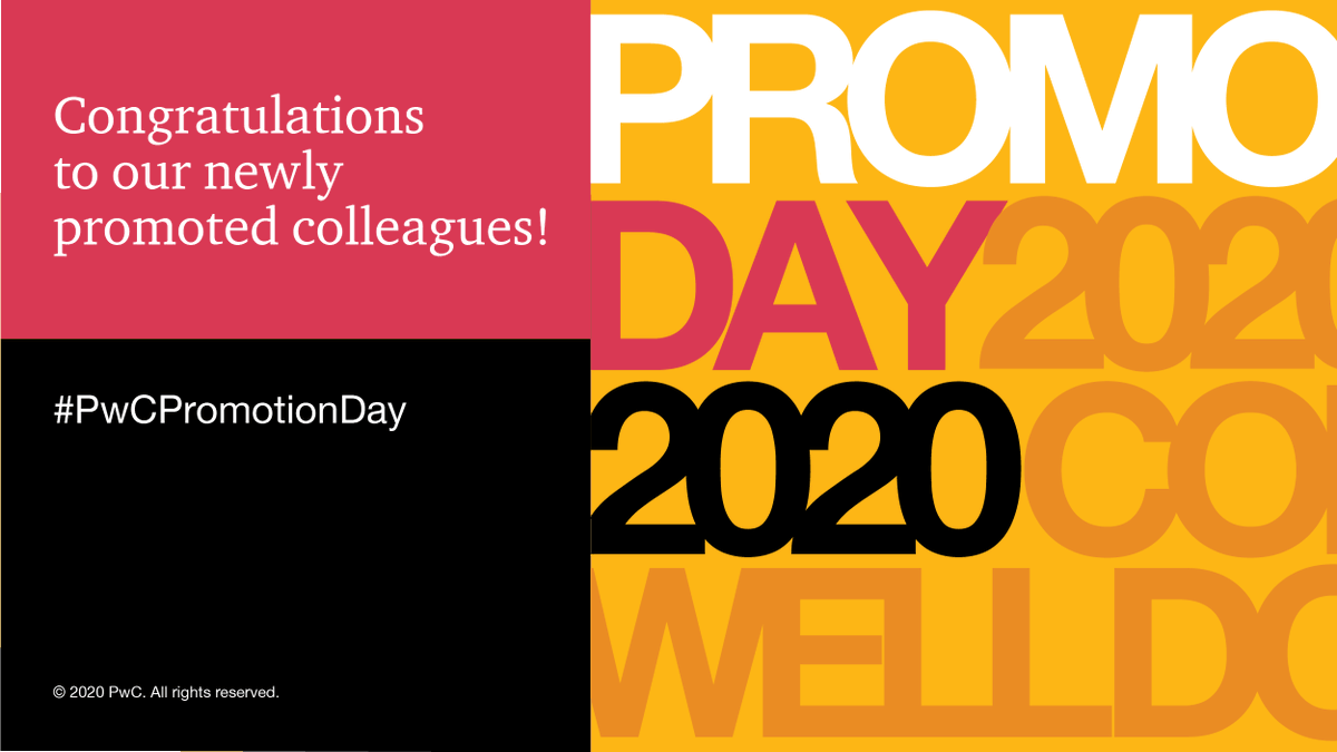 Congratulations to our well-deserving colleagues across the firm who are celebrating #PwCPromotionDay! Thank you for your hard work, dedication and commitment to the firm. Cheers to you and the next phase of your career!