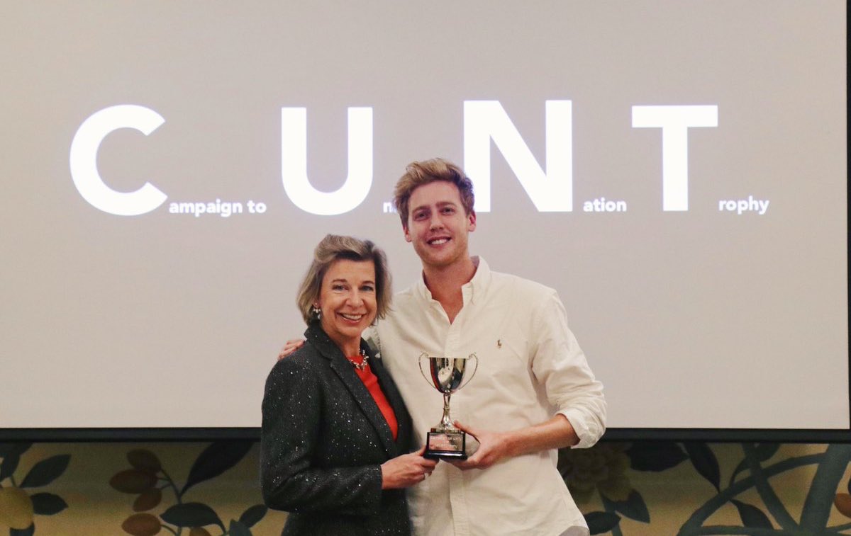 gothspiderbitch's tweet image. Katie Hopkins has officially been banned from Twitter so I think now is a perfect time to remind everybody about the time she flew all the way to Prague to accept a fake award and never once saw any reason to doubt it’s legitimacy.