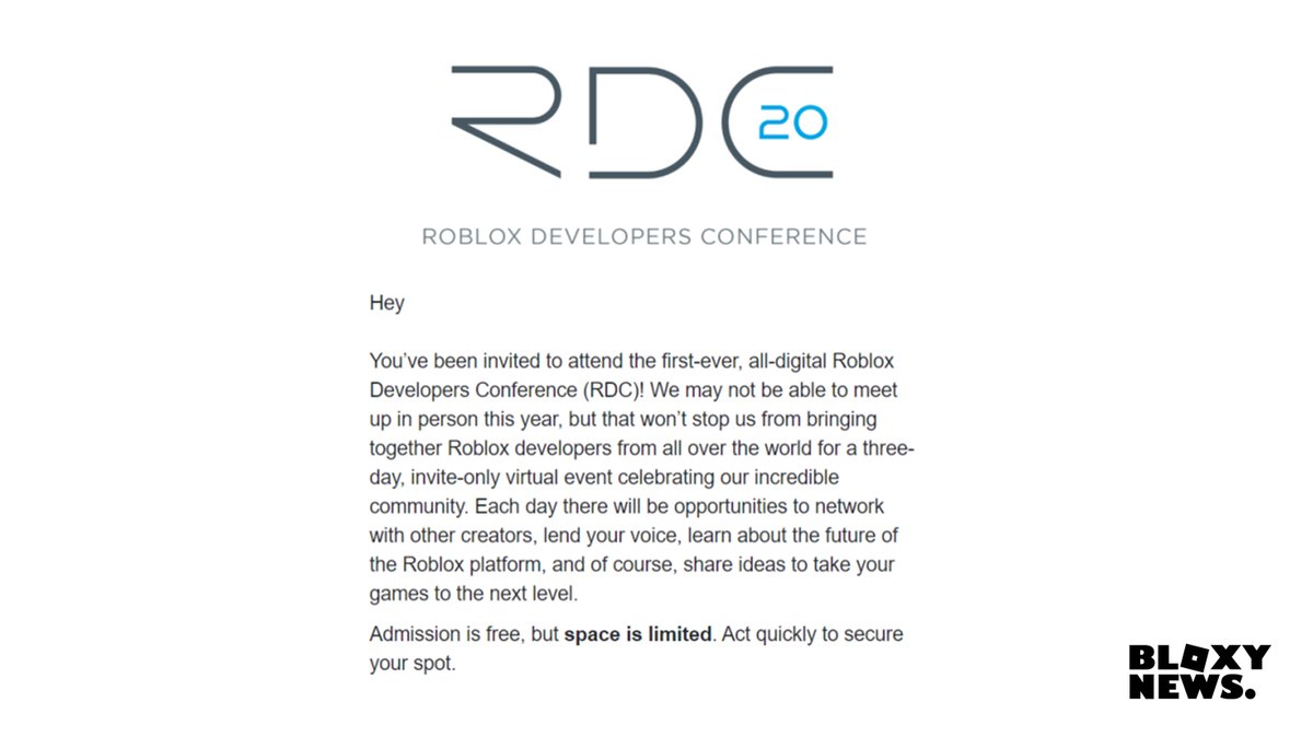 Bloxy News On Twitter Rdc2020 News If You Were A Robloxdev That Previously Got Invited To Rdc 2020 Check Your Emails You May Have Gotten A Virtual Rdc Invite Looks Like Rdc - roblox rdc 2020