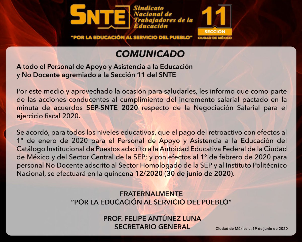 secc11cdmx's tweet photo. Información para el Personal de Apoyo y Asistencia a la Educación y No Docente agremiados a nuestra Sección 11. https://t.co/EmAUaP3F8I