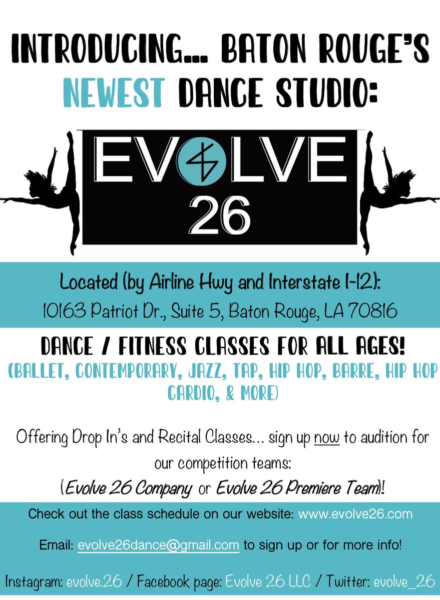 evolve_26's tweet image. Please share!!!!!!! LETS DANCE BATON ROUGE! #Evolve26 #Evolve26Dance #E26 #BatonRougeDance #E26DanceCompany #E26DC