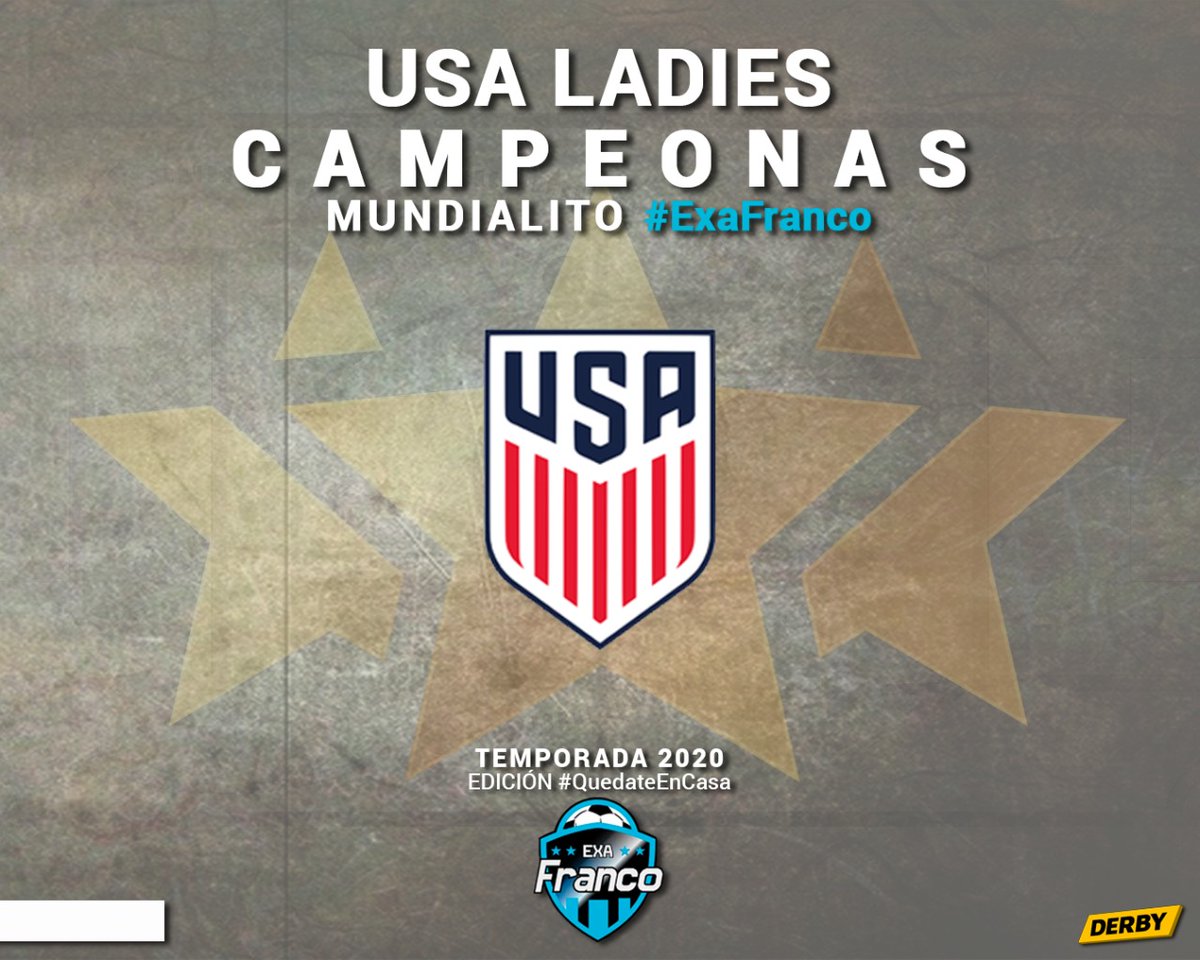 exafranco's tweet photo. @UsaLadies08 es el campeón de la Categoría Fútbol Femenino en este mundial edición cuarentena. 🤩🙌💥
Muchas felicidades, chicas.
#ExaFrancoVirtual https://t.co/wqarCmlh5M