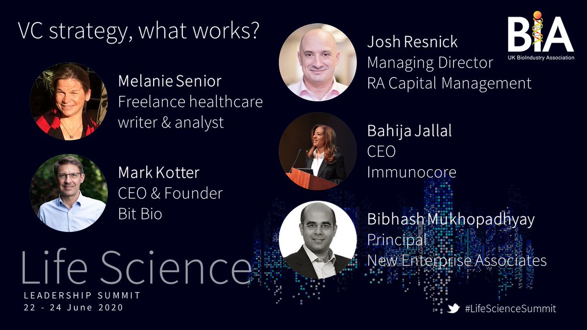 BIA_UK's tweet photo. Another key topic for #biotech CEOS at #LifeScienceSummit with a session on VC strategy

Now more than ever #lifesciences companies need the support of VCs to fund research &amp; development - but what strategies are most effective?  

@RealEndptsMel @Immunocore @MarkKotter @bitbio https://t.co/LFvXnlnpSi