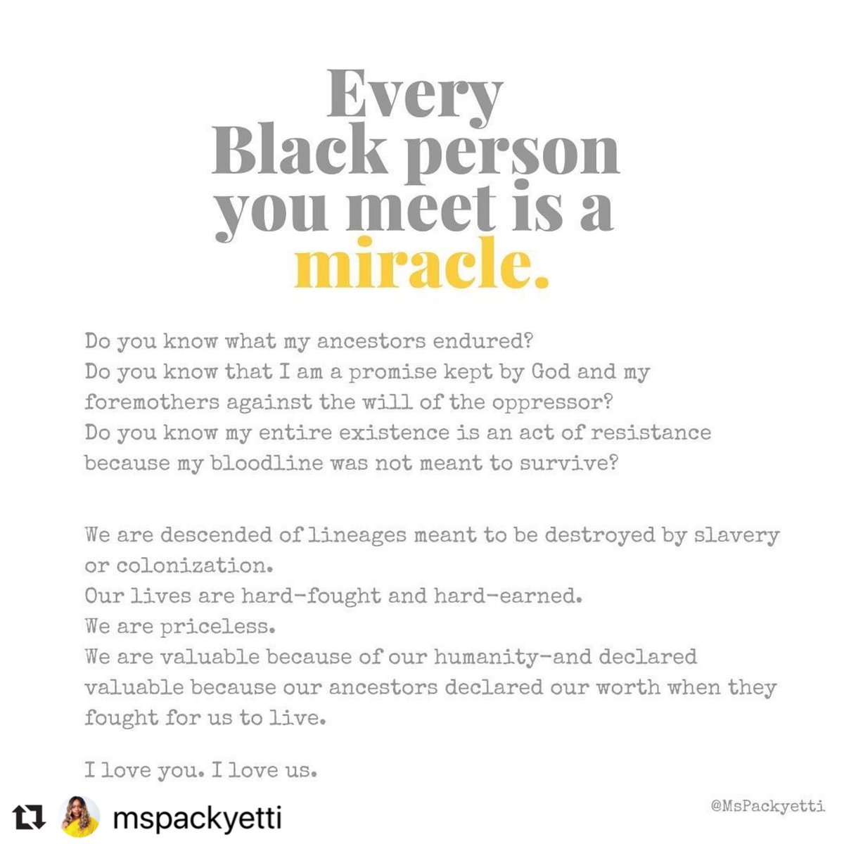 jnthnnthnl's tweet photo. 💛 #Repost #MsPackyetti 'I am overwhelmed by this truth.
I said it in the caption, but it bears repeating. Happy #Juneteenth'. https://t.co/nEUfYEPlnb