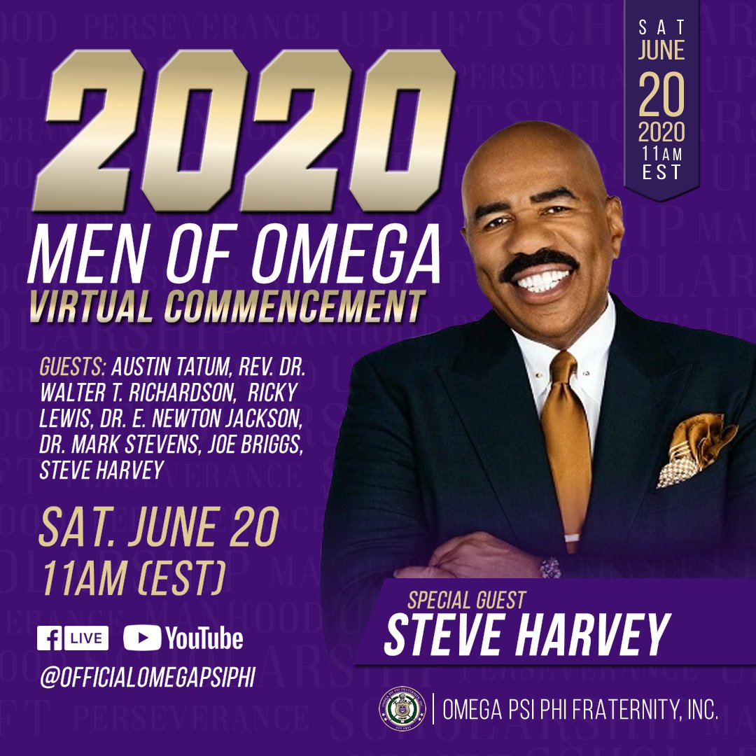 Help us celebrate our Spring 2020 Graduates tomorrow! 
<a href="/OfficialOPPF/">Omega Psi Phi® Fraternity</a> is hosting a Virtual Commencement at 11AM EST (Sat 6/20) ! Join as we commend our brothers on exemplifying their Cardinal Principle of Scholarship!  #OmegaPsiPhi #Classof2020